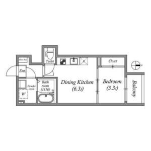 パルムズコート服部天神の間取り図