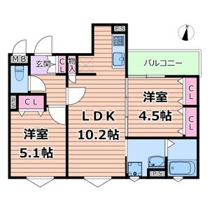 クリエオーレ崇徳院の間取り図
