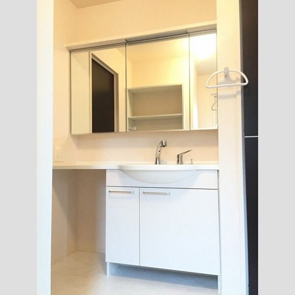 洗面所 (パウダールームの隣にはウォークスルークローゼットがあります♪)