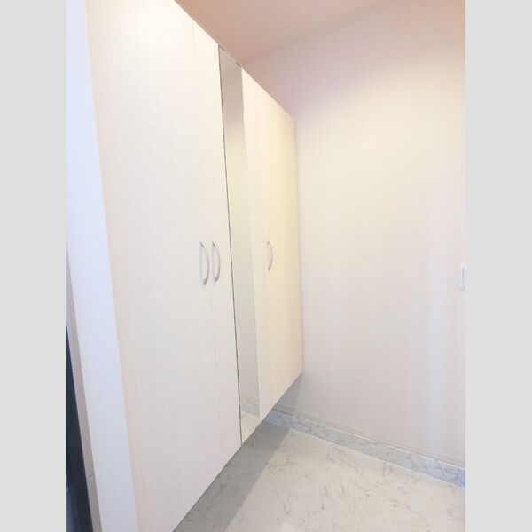 玄関 (広めのBoxは収納力ばっちり。トールタイプのミラーついてます。)