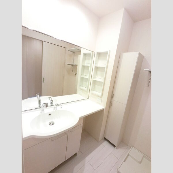 洗面所 (大型一面鏡付カウンター洗面化粧台です。)