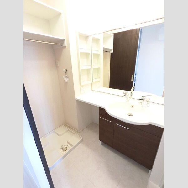 洗面所 (大型一面鏡付カウンター洗面化粧台です。)