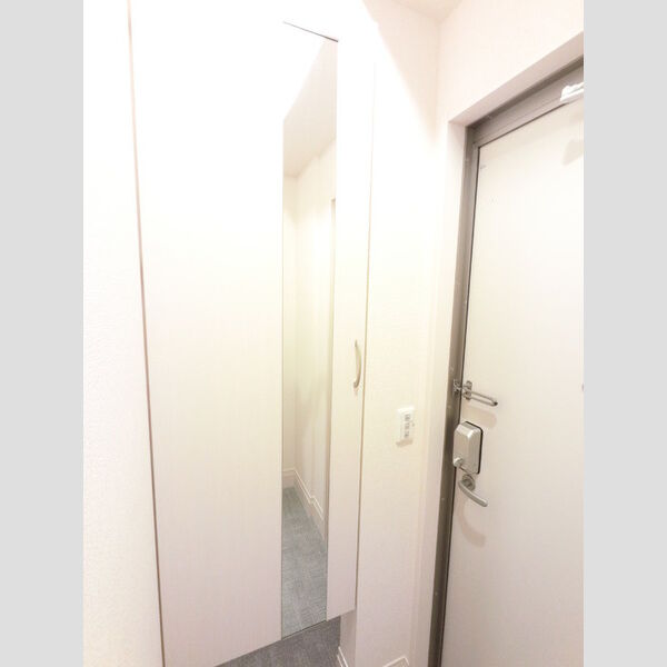 玄関 (広めのBoxは収納力ばっちり。トールタイプのミラーついてます。)