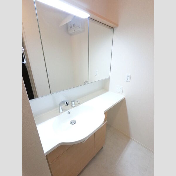 洗面所 (大型三面鏡付カウンター洗面化粧台です。)