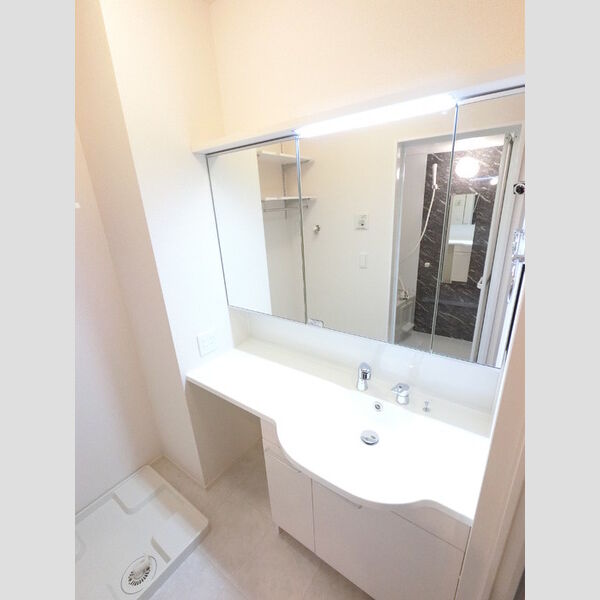 洗面所 (大型三面鏡付カウンター洗面化粧台です。)