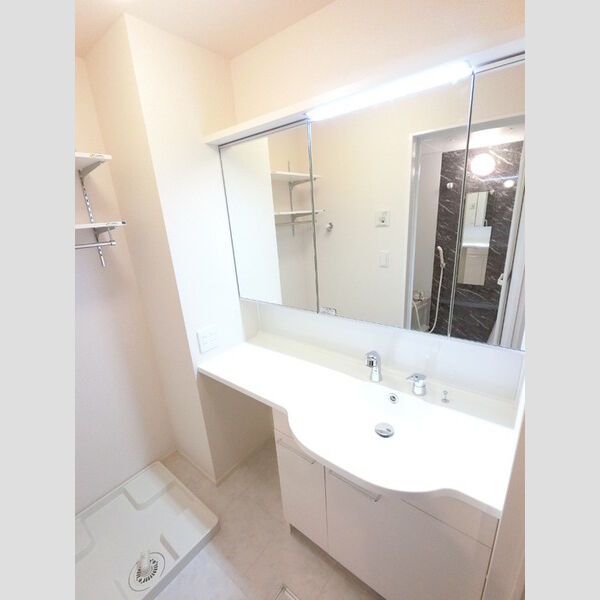 洗面所 (大型三面鏡付カウンター洗面化粧台です。)