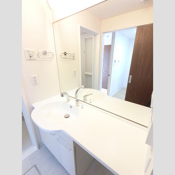 洗面所 (大型一面鏡付カウンター洗面化粧台です。)