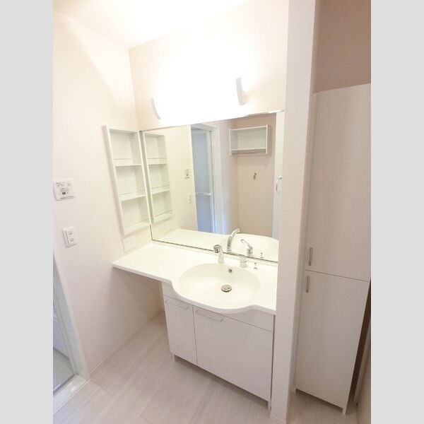 洗面所 (大型一面鏡付カウンター洗面化粧台です。)