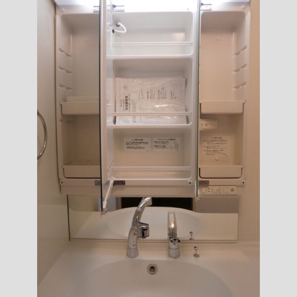 洗面所 (洗面台・鏡の裏は収納スペース)