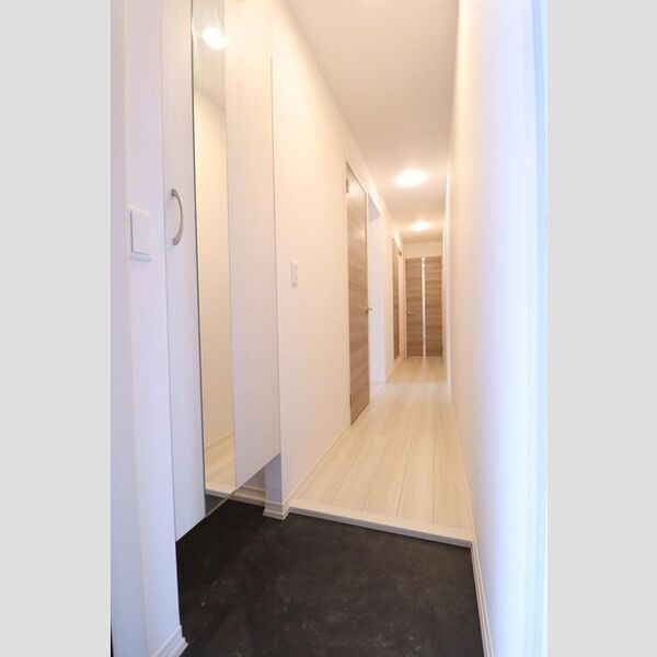 玄関 (玄関には鏡付きシューズクローク)