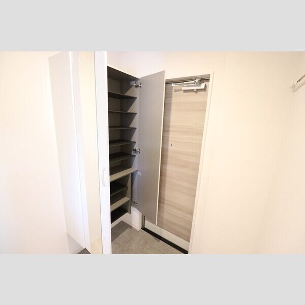 玄関 (トールタイプの姿見付シューズボックス)