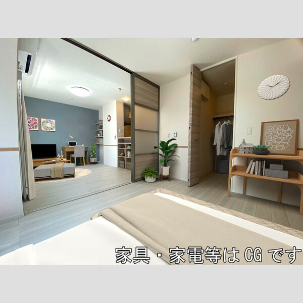 居室・リビング (LDK　エアコン、照明付　※家具・家電等はCGです。)