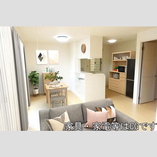 居室・リビング (リビング～対面キッチン　※イメージ図です・家具は配置しません)