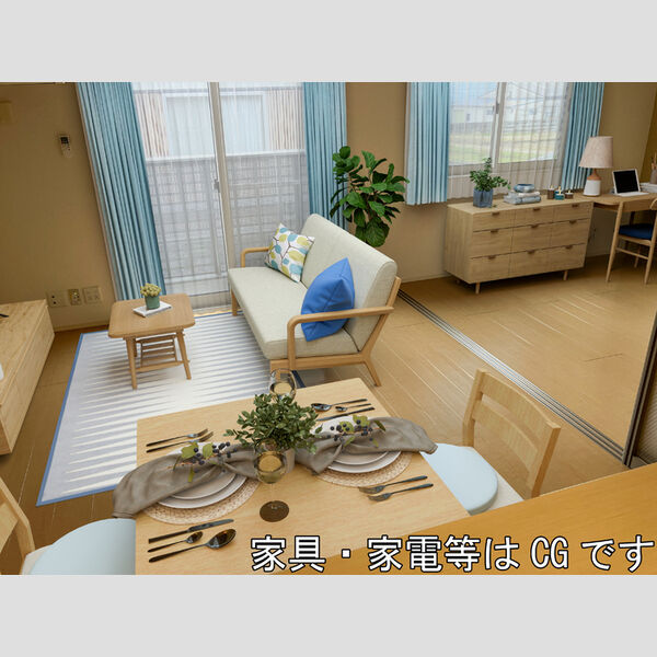 居室・リビング (LDK11.4帖※家具家電等はCGです。実際には設置されておりません。)