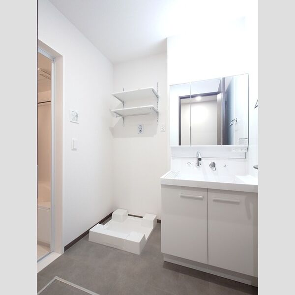 洗面所 (室内洗濯機置き場/3面鏡キャビネット付き洗面台)