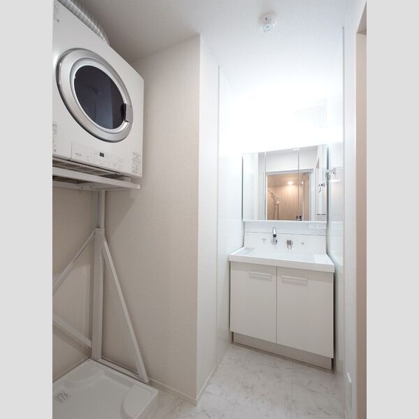 洗面所 (衣類ガス乾燥機/3面鏡キャビネット付き洗面台)