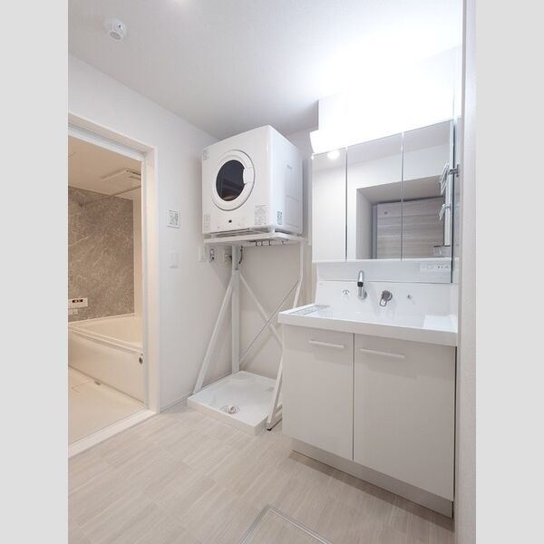 洗面所 (衣類ガス乾燥機/3面鏡キャビネット付き洗面台)