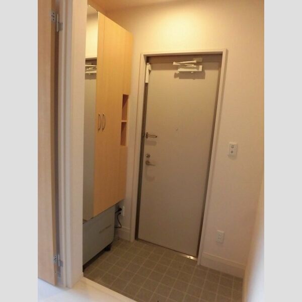 玄関 (鏡付きのシューズボックスです!)