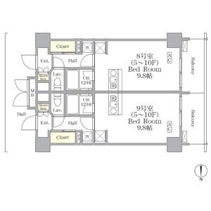 THE MUTUAL 江坂の間取り図