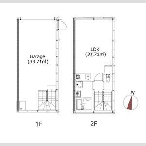 (仮称)東灘高架下ガレージハウスの間取り図