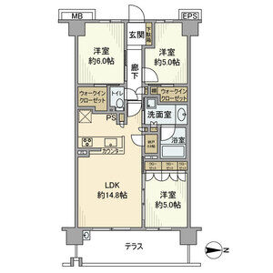ジェイグラン北千里の間取り図