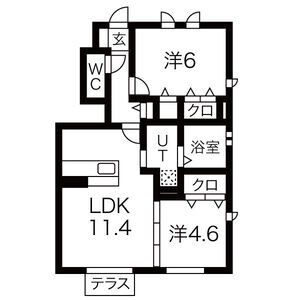 アンソレイエ ファミーユ A棟 Aの間取り図