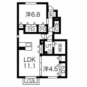 セジュール加佐 B棟の間取り図