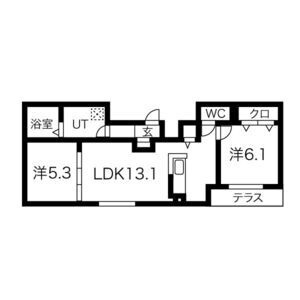 ワン ウェーブ 霞ヶ丘の間取り図