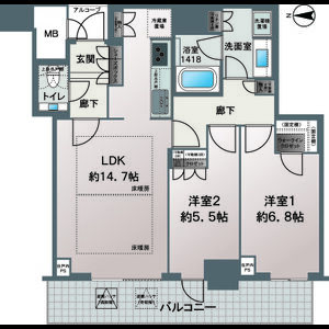 プレミストタワー大阪新町ローレルコートの間取り図