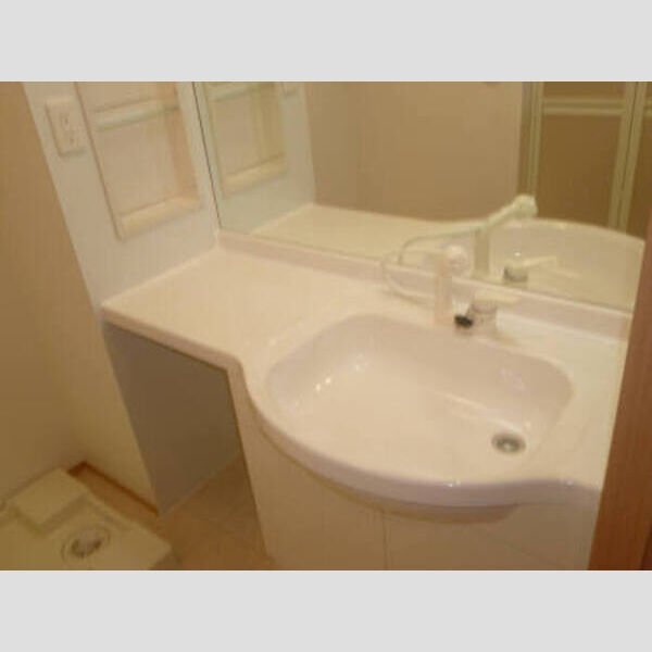 洗面所 (ホテルのような大型鏡付き洗髪洗面化粧台です。)