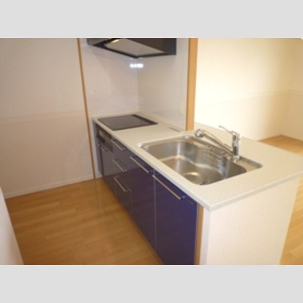 キッチン (キッチンはおしゃれなブルーです♪)